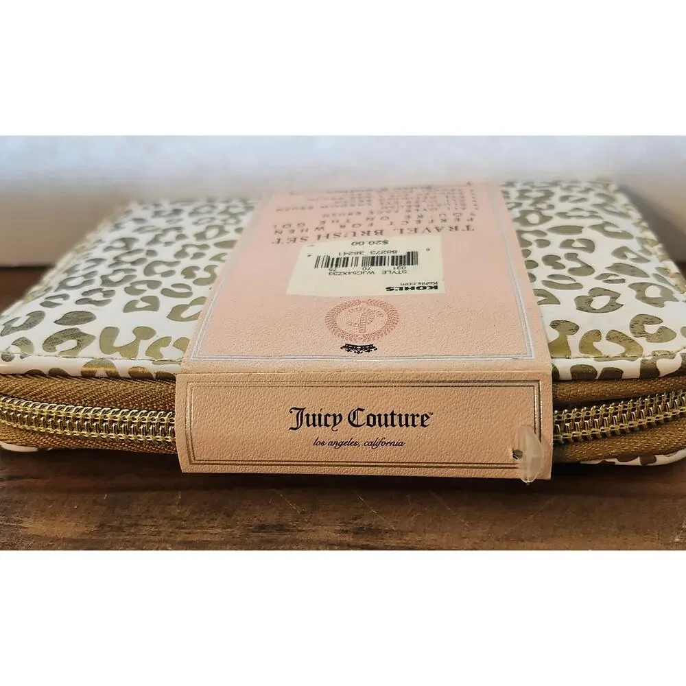 Juicy Couture Insta Glam Limited Edition Travel Brush Set Leopard Zip Case NWT